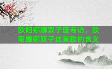 欧阳娜娜双子座专访，欧阳娜娜双子这首歌的含义