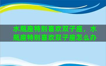 水瓶座特别喜欢双子座，水瓶座特别喜欢双子座怎么办