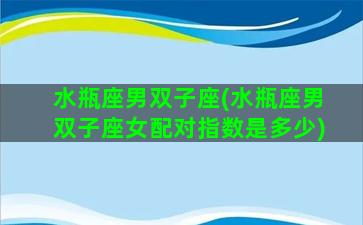 水瓶座男双子座(水瓶座男双子座女配对指数是多少)