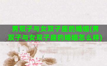 男双子与女双子座的婚姻(男双子与女双子座的婚姻怎么样)