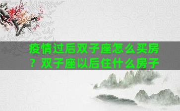 疫情过后双子座怎么买房？双子座以后住什么房子