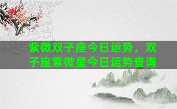 紫微双子座今日运势，双子座紫微星今日运势查询