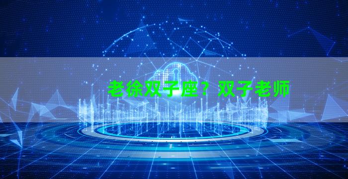 老徐双子座？双子老师