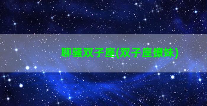 聊骚双子座(双子座撩妹)