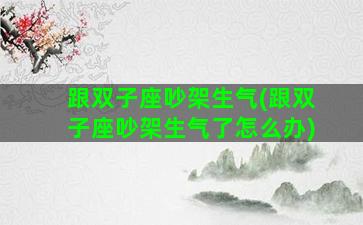 跟双子座吵架生气(跟双子座吵架生气了怎么办)