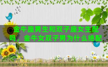 金牛座男生和双子座女生配吗，金牛女双子男为什么绝配