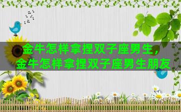 金牛怎样拿捏双子座男生，金牛怎样拿捏双子座男生朋友