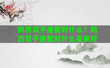 阴历双子座配对什么？阴历双子座配对什么星座好