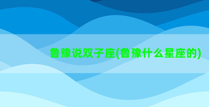 鲁豫说双子座(鲁豫什么星座的)