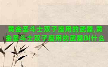 黄金圣斗士双子座用的武器,黄金圣斗士双子座用的武器叫什么 黄金圣斗士双子座用的武器,黄金圣斗士双子座用的武器叫什么
