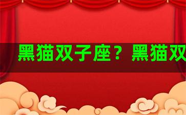 黑猫双子座？黑猫双鱼座